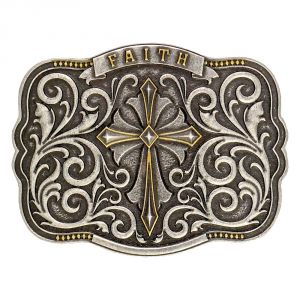 Montana Silversmiths Two Tone Faith Cross Traditional Attitude Buckle (A437)